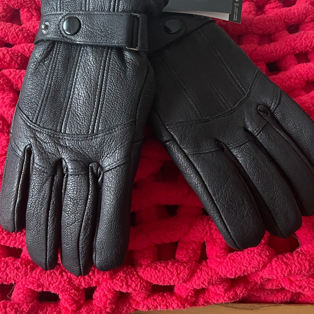 Auclair Men's Black Leather Auclair Gloves - S -NWT